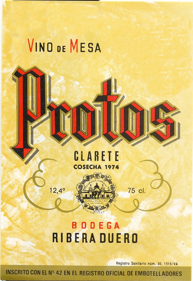 PROTOS CLARETE 1974 label